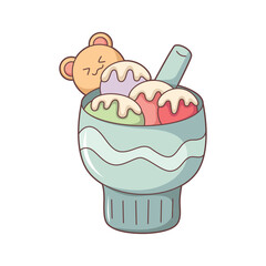 Cute Ice Cream Character Design Illustration