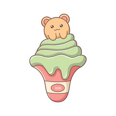 Cute Ice Cream Character Design Illustration