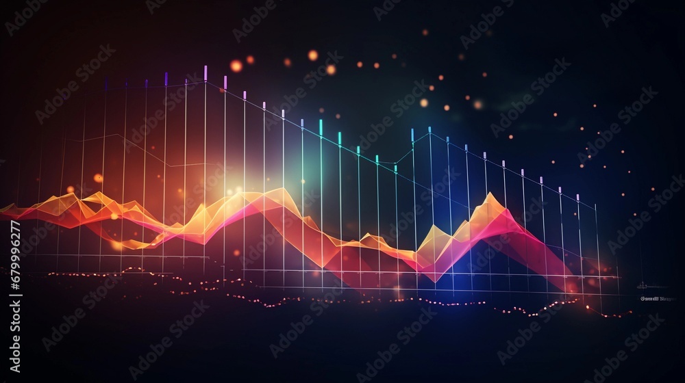 Wall mural create a dynamic line chart showcasing the upward trajectory of revenue growth over time, with key m