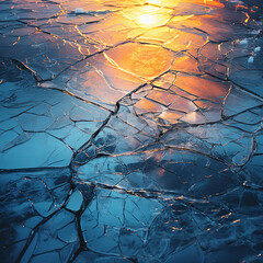 AI-Generated Image Melting Ice High-Def Frozen Ice Melt on Dark Surface Ice Cube Texture Macro Shot Water Droplets Close-Up Hires Shot of detailed Cracks on an Ice sheet against a Dark Background Glow