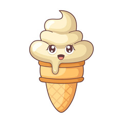 Cute Ice Cream Character Design Illustration
