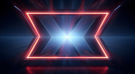 Abstract background forming a blue X with red frame acts as portal to another dimension.