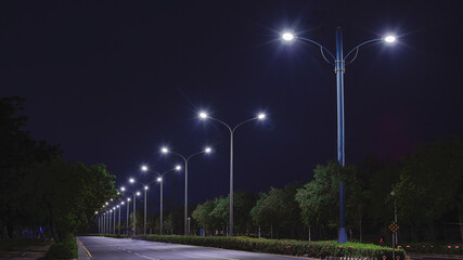 The tranquil,romantic and beautiful street light at scenic night in Taiwan Provincial Highway 1.for...