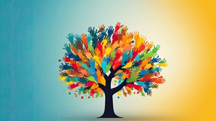 LGBTQ Rainbow tree drawing for illustration, background, symbolic communication