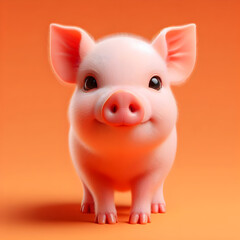 Piglet Positivity: Photorealistic 8K Imagery against a Lively Orange Background