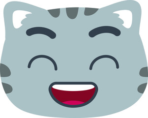 Face Emoji Gray Cat Smile Open Mouth 