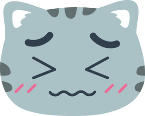 Face Emoji Gray Cat Shy 