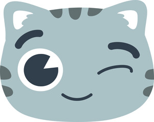 Face Emoji Gray Cat Wink 