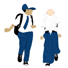 Junior high school student Illustration on png transparant background 