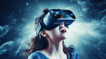 girl wearing virtual reality headset