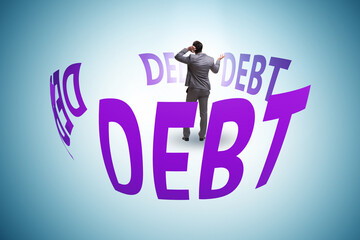 Debt and loan concept with businessman