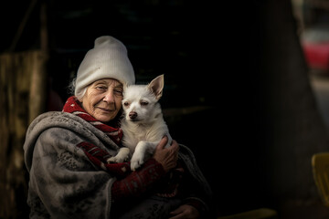 person smiling with a dog, quality photography, image sharp/in-focus image, shot with a canon eos 5d mark iv dslr camera, with an ef 80mm f/25 stm lens, iso 50, shutter speed of 1/8000 second
