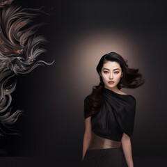 Naklejka premium Asian woman with a modern, fashion-forward look that celebrates contemporary beauty