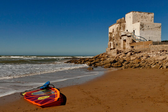 La spiaggia per surfisti di Sidi Kaouki, Marocco. Essaouira,Marocco