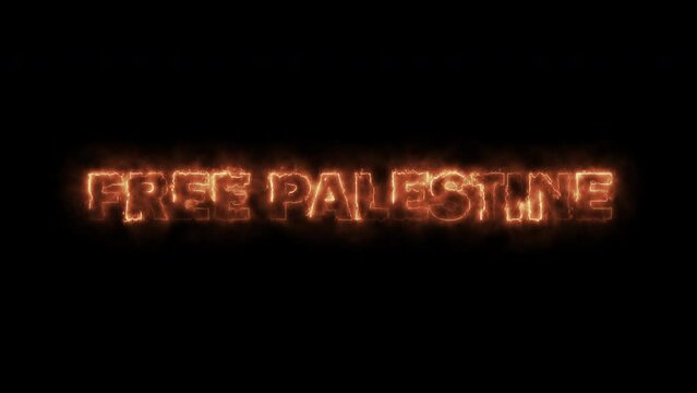 Free palestine Text Animation fire effect on black background - The earth is warming