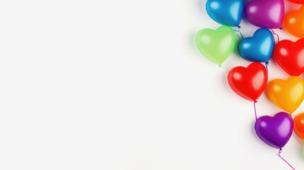 Bright multi-colored balls on a white background with copyspace