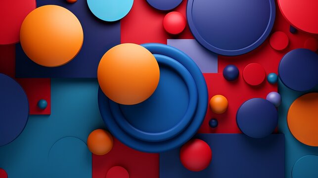 Geometric colorful shapes 3d render visual background