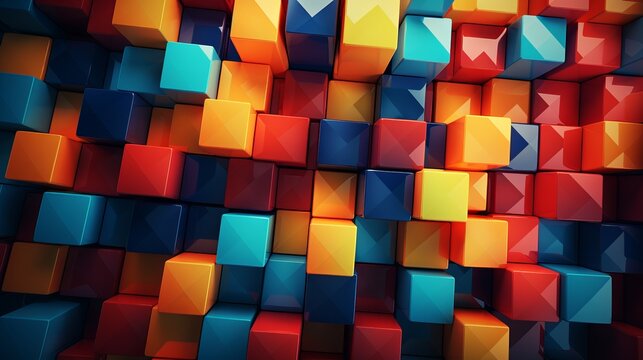 Geometric colorful shapes 3d render visual background