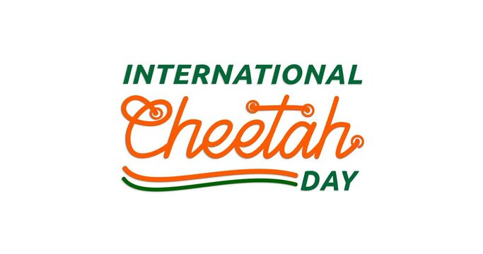 International Cheetah Day text animation. Handwritten text calligraphy with alpha channel. Everyone is welcome to share how they will celebrate the cheetah on December 4th. Transparent background