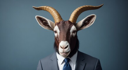 A business man on a suit with goat as a head from Generative AI