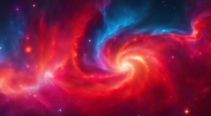 ibrant and abstract cosmic nebula background with red swirling colors from Generative AI