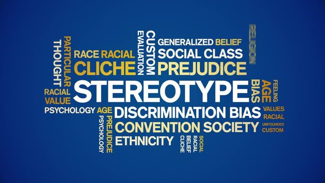 Stereotype animated tag word cloud;text design animation kinetic typography seamless loop.