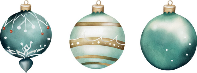 Watercolor Christmas ornament for decoration, Christmas Decoration set