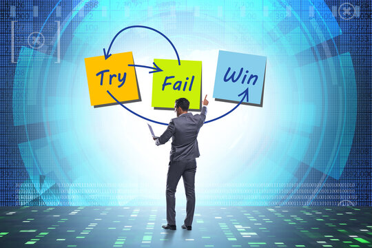 Business concept of try fail win