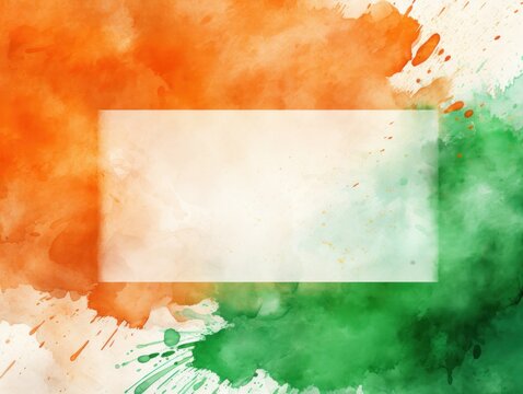 Colorful Indian flag watercolor painting, indian flag image