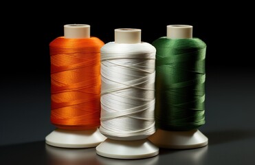 Display of thread spools mirroring the vibrant hues of the Indian flag orange, white, and green, symbolizing national pride and diversity
