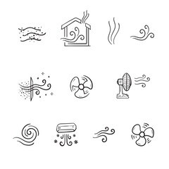 Air icon set, ventilation symbols