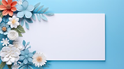 Obraz premium Picture outline with blossoms and takes off on blue foundation