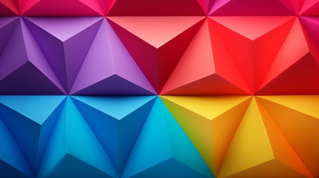 Wallpaer with 3d triangles in striking colors