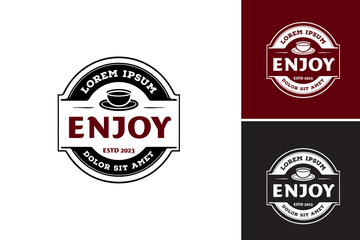 Enjoy Coffee Logo - This logo design asset is a logo suitable for coffee shops or brands related to coffee. It portrays a message of enjoyment and satisfaction when it comes to coffee.