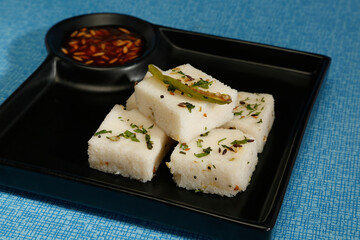 Appetizer, Breakfast, Cake, Chana Dal, Chutney, Dhokla, Eatable, Food, Green, Garnish, Gujarati, Indian Snack, Homemade, Indian, Khaman, Pieces, Snack, Soft, Spicy, Spongy, Steamed, Yellow, Puffy, Len