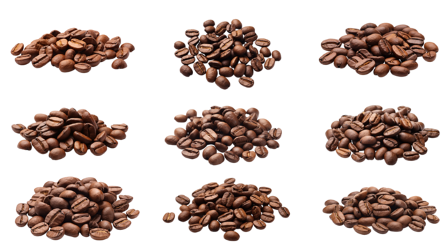 Collection of PNG. Coffee beans isolated on a transparent background. - Powered by Adobe
