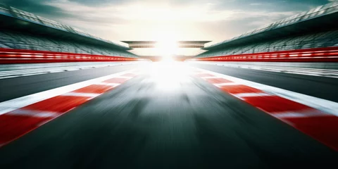 Ingelijste posters F1 race track circuit road with motion blur and grandstand stadium for Formula One racing © Summit Art Creations