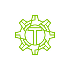 Initial Letter T gear engineering logo design vector