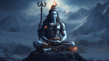 Lord Shiva in a transcendental spiritual image - obrazy, fototapety, plakaty