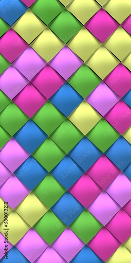 Poster a vertical composition of colored volumetric panels in the form of scales. background for smartphone