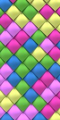 A vertical composition of colored volumetric panels in the form of scales. Background for smartphone. 