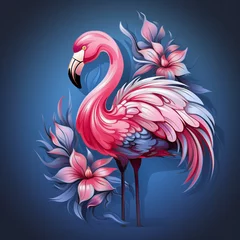 Foto op Aluminium summer painting of a flamingo in the jungle © bmf-foto.de