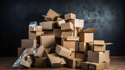 Many cardboard boxes of different shapes and sizes