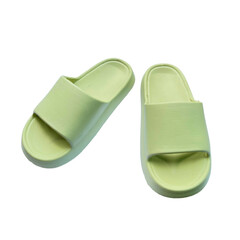 Green rubber sandals, isolated on a white background.