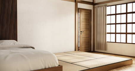 Fototapeta na wymiar Interior Luxury modern Japanese style bedroom mock up, Designing the most beautiful.