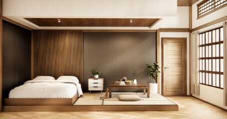 Interior Luxury modern Japanese style bedroom mock up, Designing the most beautiful.