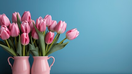 Fototapeta premium Pink Tulips Flowers On Background Waiting, HD, Background Wallpaper, Desktop Wallpaper