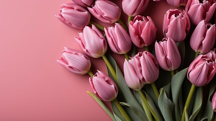 Obraz premium Pink Tulips Flowers On Background Waiting, HD, Background Wallpaper, Desktop Wallpaper
