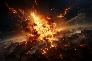 planet on fire ,global warming ,magnetic storm concept - obrazy, fototapety, plakaty