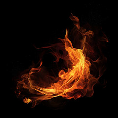 Fototapeta premium Isolated Fire Flames On Black Background